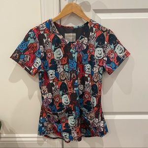 Sketchers dog print scrub top